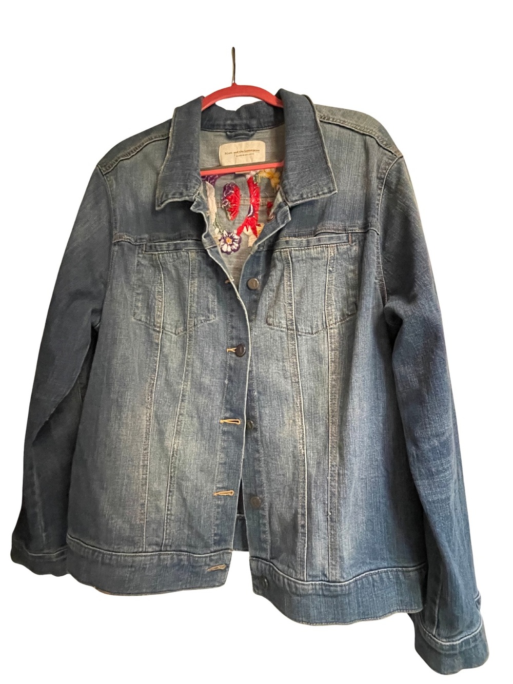 Anthropologie Pilcro Embroidered Denim Jacket, Size XL - Picture 5 of 9